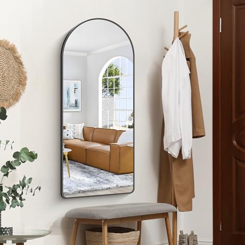 Image of FORBATH Large Arched Wall Mirror 48x20 Inch, Black Arch Bathroom Mirror with Aluminum Frame, Arched Mirror for Dresser, Fireplace,Entryway,Home Decor,Hanging or Leaning Against Wall