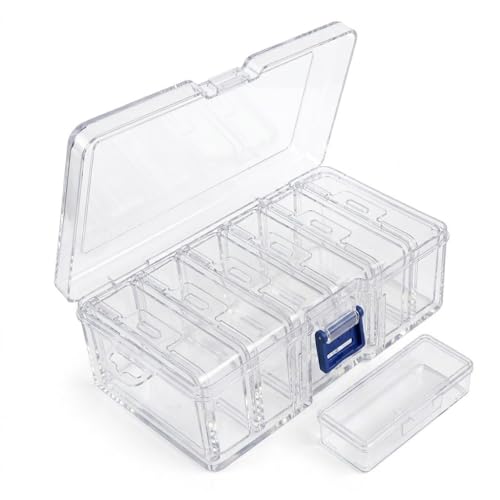Image of SHALVI Transparent Jewellery & Accessories Storage Box | Box Multi-Compartment Organizer with Removable Grids | Plastic Organizer Box for Earrings, Beads, Craft & Small Items (6-PCS (2))