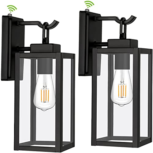 Hykolity Outdoor Wall Lantern, Dusk To Dawn Exterior Wall Light, Matte Black Anti-Rust Wall Sconce Lighting Fixture, Wall Mount Light With Clear Glass Shade, Etl Listed For Porch Entryway, Front Door #TOP3