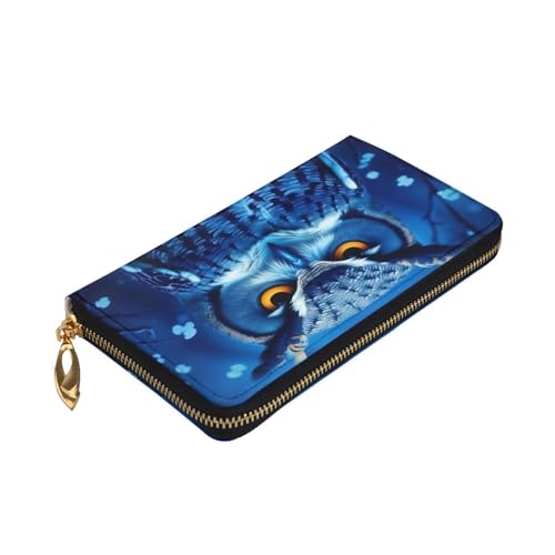 Blue Owl Long Leather Wallet,Large Capacity Soft Pu Leather Purse For Women With Multiple Card Slots Phone Pocket And Zipper Coin Purse Stylish Phone Card Holder Clutch3