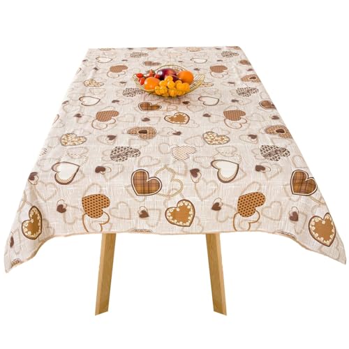texpot Mantel de hule para jardín, 110 x 140 cm, lavable, impermeable, con corazones