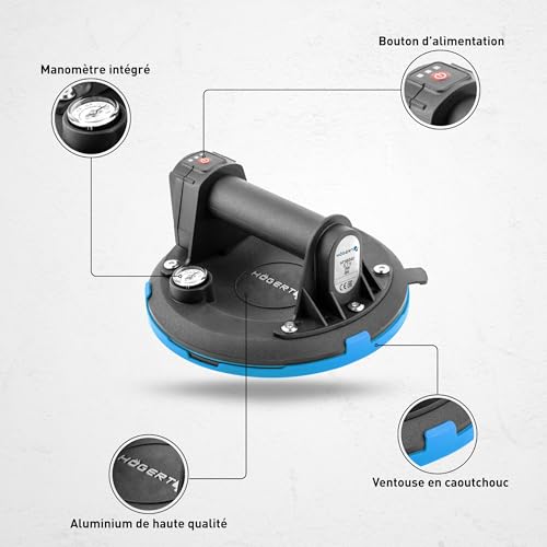 Ventouse sans fil avec manomètre pour sécuriser le transport de verre