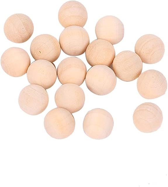 Juliyeh 120 Pcs Round Wooden Beads Wood Unfinished Craft Balls DIY Decoration for Crafts and Painting, DIY Projects, Art Craft Supplies