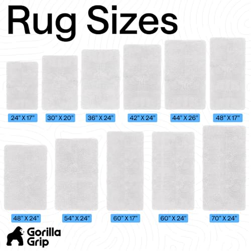 Image of GORILLA GRIP Bath Rug Mat, Thick Soft Absorbent Chenille, Quick Dry Microfiber Mats, Rubber Backing Washable Shower Floor Rugs, US Designed Bathroom Bathmat Home Decor Accessories, 24x17, White