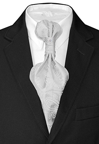 Image of Vesuvio Napoli PreTied ASCOT Solid PAISLEY Color Cravat Men's Neck Tie 21 Colors