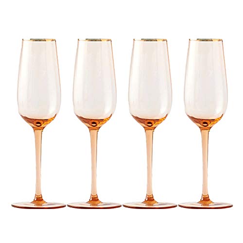 XJPXFQ Flauta de vino Phnom Penh Pink Champagne Glass, glaseado de calvos de copa de copa de lima de soda for el hogar 2Pieces 220ml, color duradero. Traje de flauta de champán