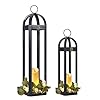 Hpc decor rustic farmhouse lantern decor 2 pack tall 30 vintage wooden lanterns modern candle lanterns decorative wlight string garland for indooroutdoorfireplace mantle decorextra large black  urban country home decor