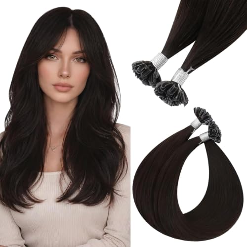 Image of Easyouth U Tip Hair Extensions, Brown, 22 Inch 50G 50S, for Thin Hairstyle