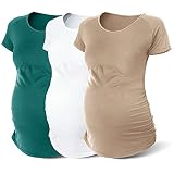 Rnxrbb Summer Maternity T Shirts Clothes Short Sleeve Maternity Tops for Pregnant Women Workout tee