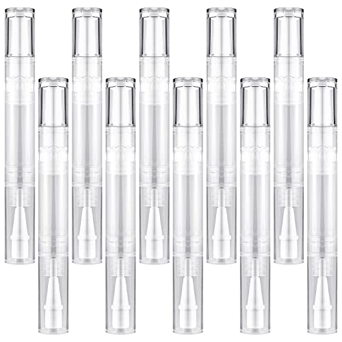 Lot 10 stylos transparents torsadés 5ml pour huile cuticules