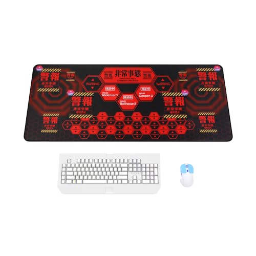 Mouse Pad Neon Genesis Evangelion Alert Design 35.4x15.7 Big Mouse Pad - Featuring MAGI System & Emergency Warning Graphics for EVA Fans