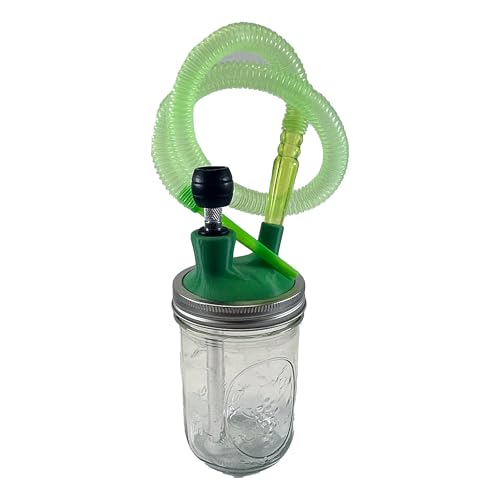 Hookah EZ Clean Mason Jar Set Hand pipe made Handcrafted Glass Set Large Shisha Smoking Kit Gift Set Lounge Decor Mason Jar Hand made (Ggreen)