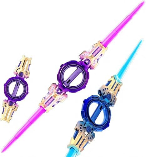 Image of Braintastic Kids Spiral Round Sword Toy with LED Lights & Rotating Action | Light Up Magic Sword with Wrist Rotation Feature | Action Role Play Toy for Boys & Girls | Birthday Gift Toy for Kids Age 3+