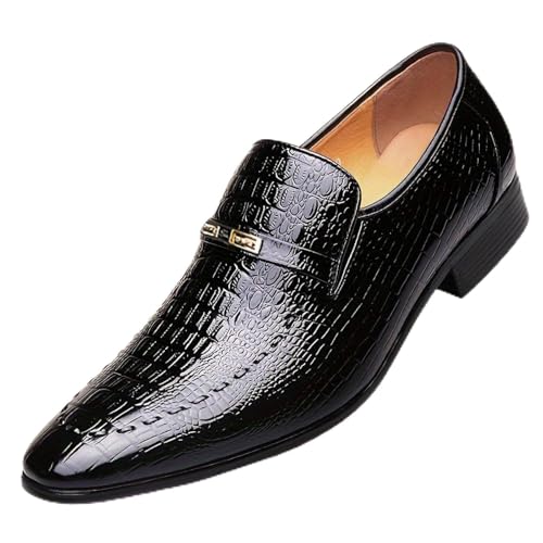 Men's Alligator Printed Dress Oxfords, Men's Oxford Shoes Fashion Crocodile Print Slip-on Pointed-Toe Dress Shoes Men's Business Wedding Shoes