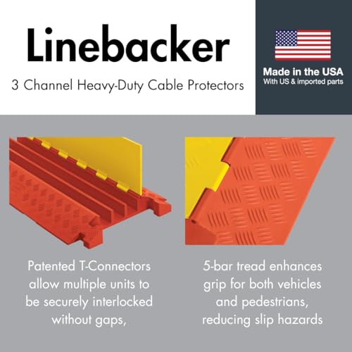 Checkers 3 Channel Industrial Drive Over Cable Protector End Caps for 2.25" Lines, 28k/Axle Load Capacity Hose and Cable Ramp for Heavy Duty Equipment, Made in The USA, Orange, CPEC3X225-O