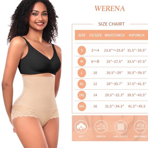 Image of Werena Tummy Control Shapewear Panties for Women High Waisted Shaping Underwear Lace Body Shaper Girdle