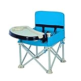 Travel Booster Seat & Activity Chair Folding Portable High Chair for Eating Dining, Camping, Park, Beach or Grandma Use, 2 Oversized Removable Tray with Cup Holder for 6-36 Months Baby(Lvory