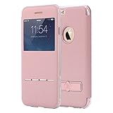 iPhone 6 Plus Case, iPhone 6S Plus Case, I3C iPhone Case Flip with Window Folding Folio Flip Leather Cover Case Full Protective Slim Magnetic Closure Kickstand for 5.5 Inch iPhone 6 6S Plus Rose Gold