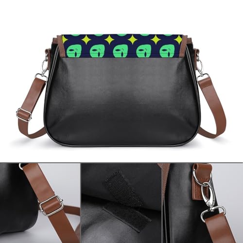 Alien Head Pattern Crossbody Bag Anti-Theft Side Shoulder Bags Adjustable Leather Messenger Bag Unisex3