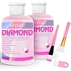Updated Diamond Painting Sealer 120ML with 2 Packs, Diamond Art Sealer Kits | 8oz, Diamond Painting Accessories and Tools for Adults, 3 Brushes, Bubble-Free, Glossy & Permanent for 5D Art Puzzles