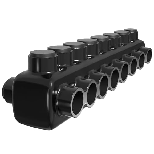 Bloc de connexion isolé 8 ports noir pré-rempli inhibiteur oxyde 250 AWG