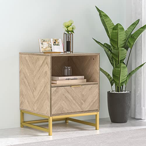 Anmytek Modern Wood Nightstand Accent Sofa Table Farmhouse Style Bedside Table with Drawer and Open Shelf End Table for Living Room Bedroom H0054 Anmytek Modern Wood Nightstand Accent Sofa Table Farmhouse Style Bedside Table with Drawer and Open Shelf End Table for Living Room Bedroom H0054