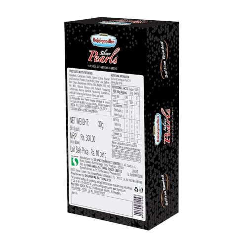 Rajnigandha Silver Pearls | Pack Of 5 (6 Grams X 5 Piece) | Silver Coated Elaichi | Breath Freshening Mint Mouthfreshener | Travel Pack