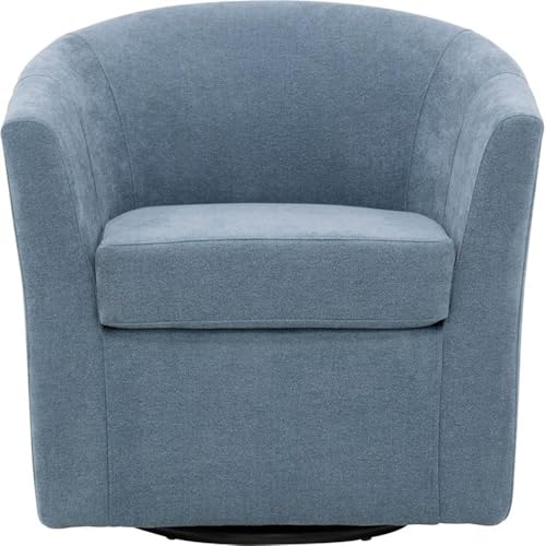 Sillón giratorio con tapizado de tela azul claro miniatura 3