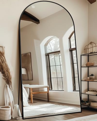 Coomily 81"x41" Arched Full Length Mirror with Stand,Full Body Floor Mirror