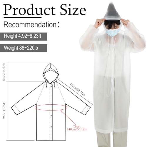 Hicarer 20 Pcs Rain Poncho for Adults Reusable Raincoats Emergency with Drawstring and Hood EVA Rain Jacket for Men Women4