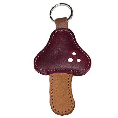 Hide & Drink, Red Mushroom Leather Keychain/Key Rings/Accessories, Handmade