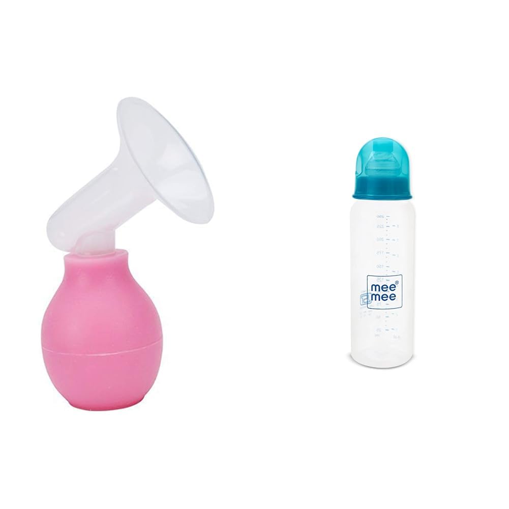 Mee Mee Compact Travel-Friendly Manual Breast Pump - BPA-Free Comfort for Breastfeeding Moms (Pink) - Mee Mee Eazy Flo Premium Baby Feeding Bottle with Anti-Colic Valve/Non Toxic and Streamlined-image-29