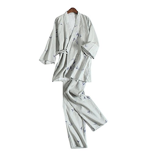 Fancy Pumpkin Abito Stile Giapponese Kimono Pigiama Suit Abito Gonna Set per Uomo [Taglia L, A]