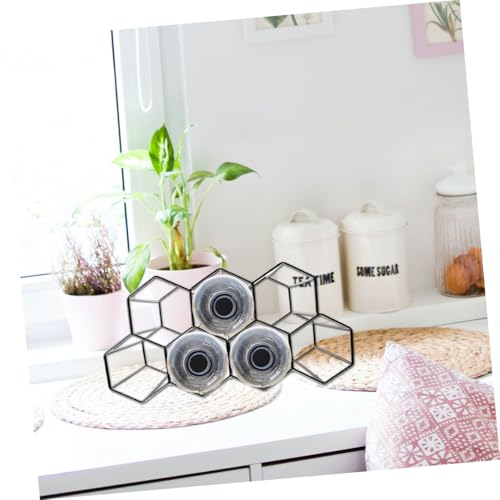 Soporte para botellas de vino 7 huecos KICHOUSE metal negro miniatura 4