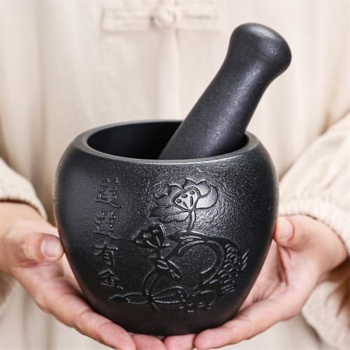 Mortero de cocina de 400 ml con maja para moler especias y frutos secos en casa 5
