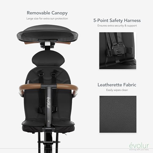 Image of Evolur Cruise Rider Stroller with Canopy, Lightweight Umbrella Stroller with Compact Fold, Easy to Carry Travel Stroller - Noir Black