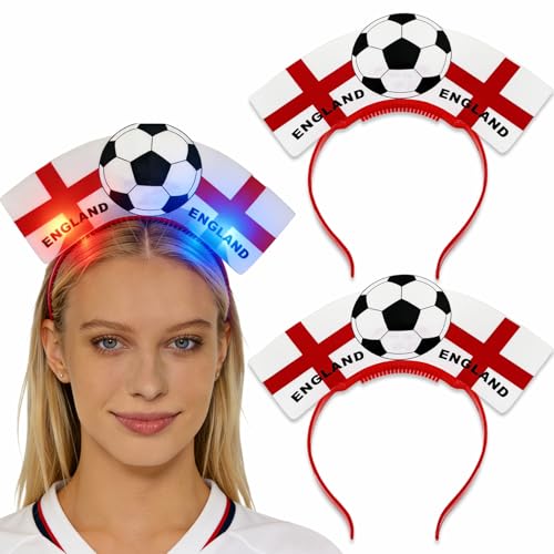 Image of 2PCS England World Cup Headband Headpiece with St George's Cross Design, Football Fan Hairband for Game Day Parties, Stadium Celebrations & 2026 Tournament Merchandise (E)