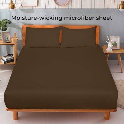 Image of Royale Linens Fitted Sheet Twin - Ultra Soft 1800 Brushed Microfiber - Hotel Luxury Bottom Sheets - Wrinkle Free & Fade Resistant - Deep Pocket Fitted Sheet Only (Twin, Chocolate)