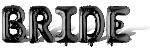 Image of 40inch Bride to Be Balloons - Jumbo Bride or Die Balloons for Bridal Shower Bachelorette Party Decorations and till Death Do Us Party Supplies （Black）