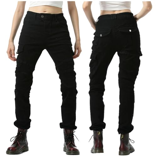 HOMDECR Damen Slim Fit Motorrad Jeans mit Protektoren Knie Und...
