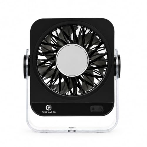 Image of Pixelated Rechargeable Fan for Home, 5 Speed Levels, 3600mAh Battery