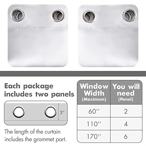 MIULEE 90" Long Room Darkening Curtains, Chirstmas Thermal Insulated Drapes Solid Window Treatment Set Grommet Top Light Blocking Blackout Curtain for Living Room 2 Panels Greyish White