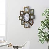 Deco 79 Rustic Metal Photo Frame Wall Clock, 25'x25', Distressed Multi-Colored Finish