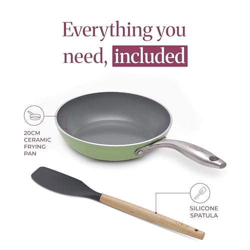 Image of Asai Ceramic Pan for Cooking 20cm Non Stick Frying Pan | Green