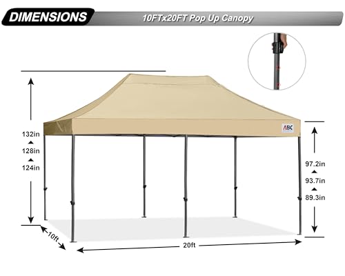 Image of ABCCANOPY Patio Pop Up Canopy Tent 10x20 Commercial-Series (Beige)