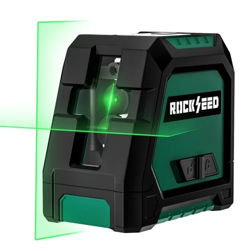 RockSeed Niveau Laser à Deux Modules, Niveau Laser Autonivelant, Faisceau Vert Horizontal et Vertical à 150°, 2 Piles AA, Sac de Transport, pour Décoration Intérieure, Bricolage et Chantier
