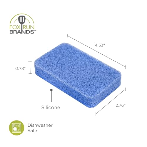 Image of Fox Run Silicone Dish Scrubbers, Set of 6 Multi-Purpose Reusable Cleaning Brushes, Safe for Non-Stick, Blue, Cyan, and Light Purple