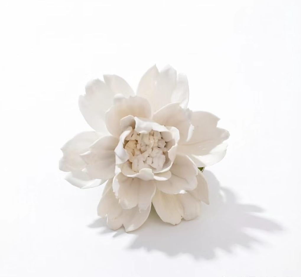 AMERRY White, Peony, 2.76",Ceramic Wall Flower Decor Artificial 3D Flower Wall Art，Handmade 3D Wall Art Hanging Sculpture， Porcelain Flower Wall Décor (White, Peony, 2.76")