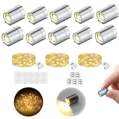 LIULANZ 10 Pcs Miniature Led Lights 3 LED String Lights 15 Extra Battery Battery Operated Tiny Small Led Lights Tiny Dollhouse Accessories Lantern Crafts Model Lighting & Spot Light (10-Warm White)