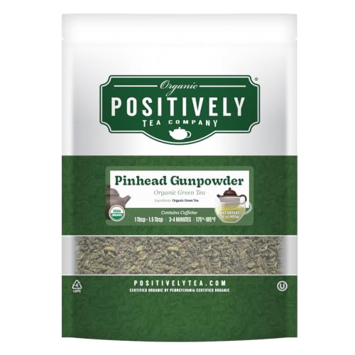 Image of Positively Tea, Organic Pinhead Gunpowder Green Tea, Loose Leaf, 16 Ounce